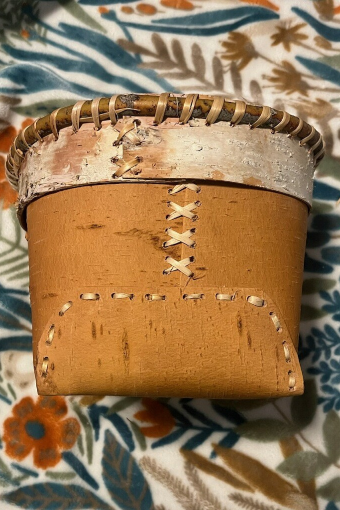 A brown woven basket.